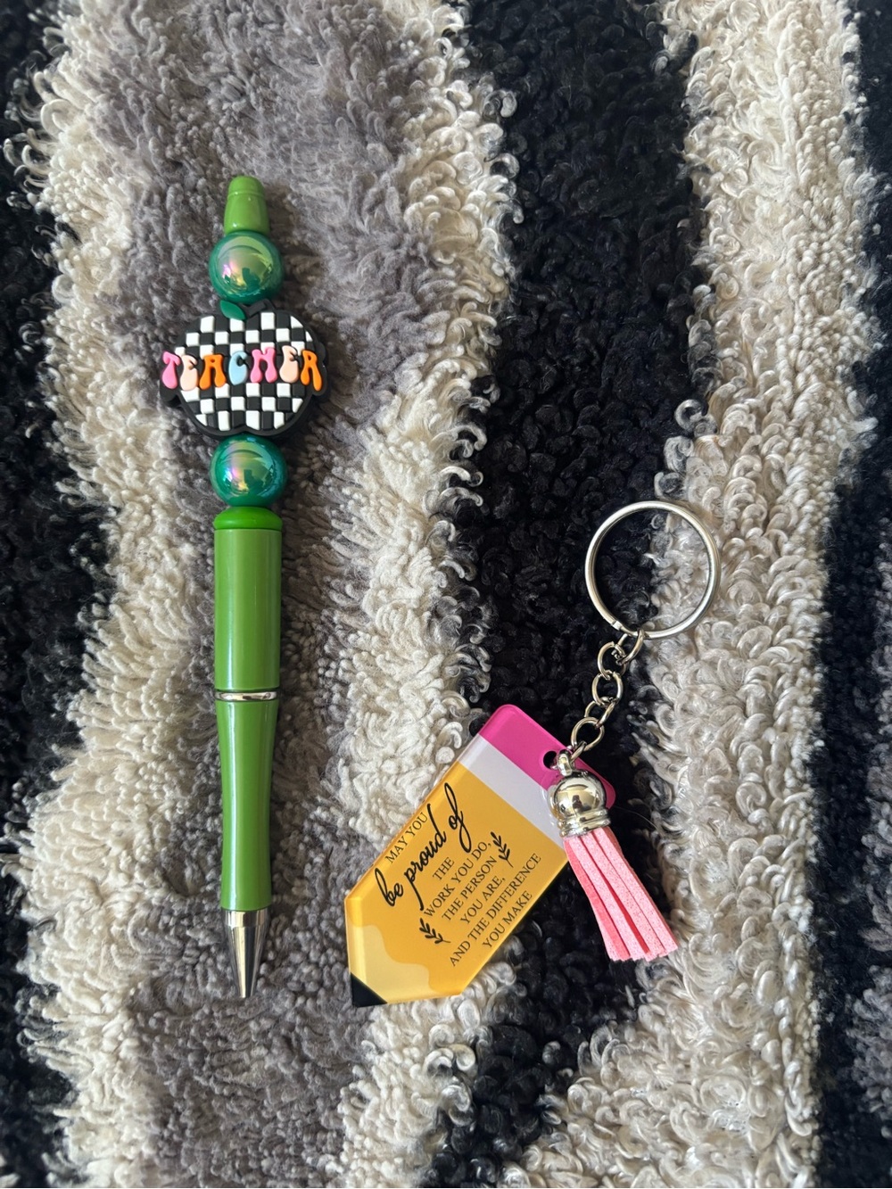 Teacher Gift Beaded Pen with Keychain